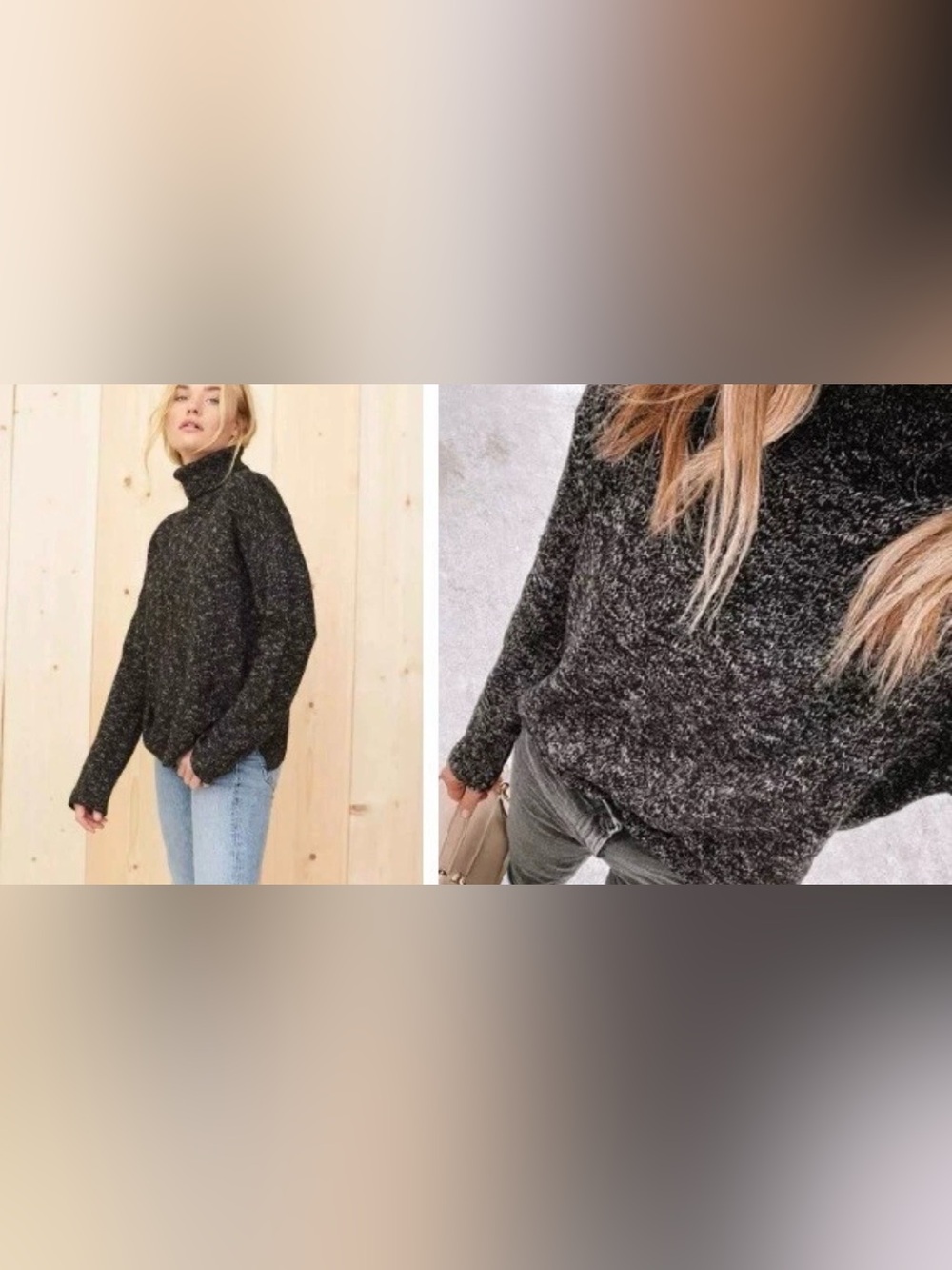 Jenni Kayne Recycled Cashmere Blend Marled Turtleneck Sweater